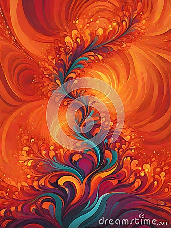 Abstract Artwork Capturing the Dance of Fire through Defined Swirls and Waves, Generative AI Stock Photo