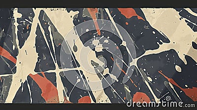 Abstract artwork featuring dynamic splashes and lines in a muted color palette Stock Photo