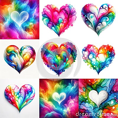 Multicolor a heart shape exploding with vibrant rainbow colors Stock Photo