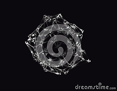 Abstract asymmetric shape with connected lines and dots. Stock Photo