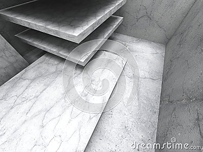 Abstract atchitecture background. Concrete geometric construction Cartoon Illustration
