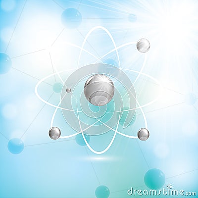 Abstract atom molecule blue colors background Vector Illustration