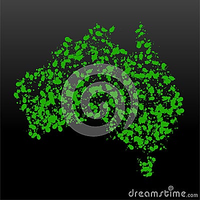 Abstract Australia map of colorful ink splashes, grunge splatters Vector Illustration