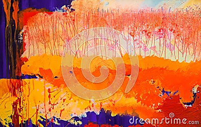 Abstract autumn, fall impressions landscape painting Stock Photo