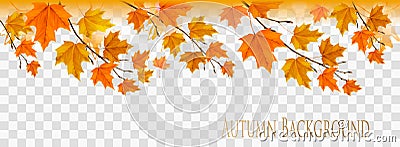 Abstract autumn panorama with colorful leaves Vector Illustration