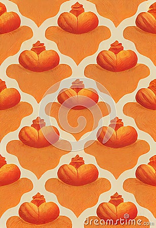 Abstract, Autumn, Seamless Pumpkin Pattern Stock Photo