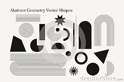 Abstract geometric shapes monochrome vector Vector Illustration