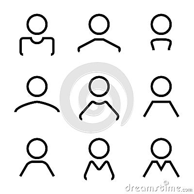 Abstract avatar human user flat line icons set Vector Illustration