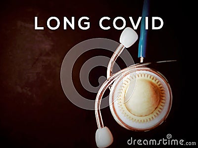 Coronavirus or Covid-19 Concept and stethoscope with copy space background. Stock Photo