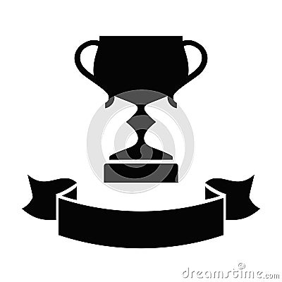 Award emblem winner cup and banner Vector Illustration