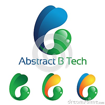 Abstract B Letter Technology Fluid Water Logo Template Vector Illustration