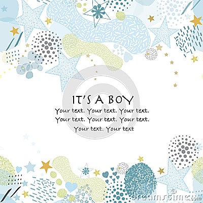 Abstract baby shower background. It`s a boy Vector Illustration