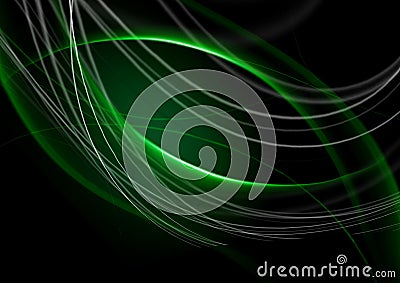 Abstract back lit green background with curving green strips Stock Photo