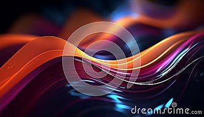 Abstract backdrop with smooth, flowing waves in vibrant, futuristic colors generated by AI Stock Photo