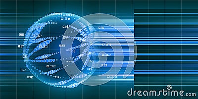 Abstract background of analysis spherical array data. Glowing sphere with shine effects. Big data. Quantum computing concept. Stock Photo
