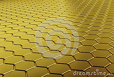 Abstract background array of gold shinny n-gons. 3d render Stock Photo