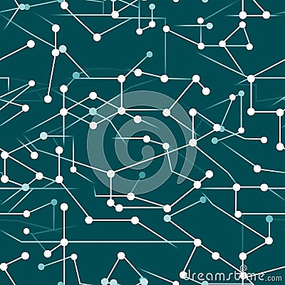 Abstract background of an artificial intelligence circuit board. Technology has connected white lines with electronics elements on Cartoon Illustration