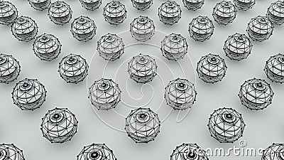 Abstract background with balls and atom array, 3D rendering, stretched pixels texture Stock Photo