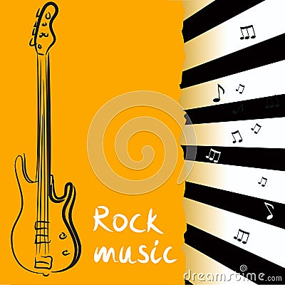 Abstract background with bass guitar Vector Illustration