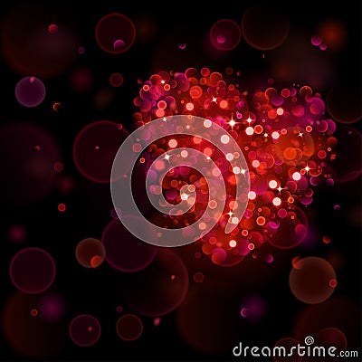 Abstract background with big red heart with bokeh effect Vector Illustration