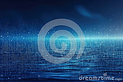 Abstract background of binary code with waves and dots, data visualization. Generative AI illustration Cartoon Illustration