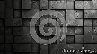 Abstract background of black square blocks, creating a textured and modern design. Perfect for minimalist or tech-focused Stock Photo