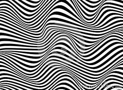 Abstract background of black and white stripe line pattern wavy design Vector Illustration