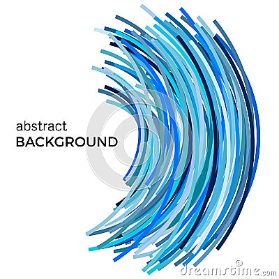 Abstract background with blue colorful curved lines in a chaotic order. Vector Illustration