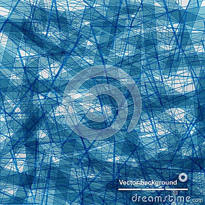 Abstract background of blue lines and spots in random order Vector Illustration