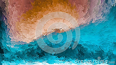 Abstract background, blue and orange layers of flakes, sky and earth, imitation of mountains or cave, warm-cold, natural Stock Photo