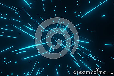 Abstract background Blue Particle explosion Shock waves 3d rendering Stock Photo