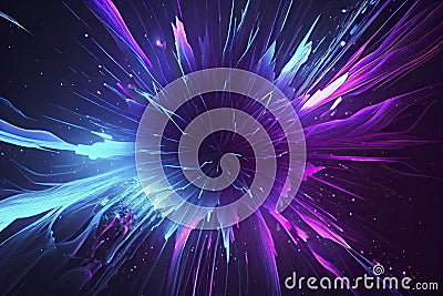 Abstract background in blue and purple neon glow colors. Speed of light in galaxy. Explosion in universe Stock Photo