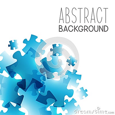 Abstract background with blue puzzle elements Vector Illustration