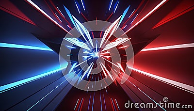 Abstract background with blue and red neon lights. 3d rendering. Stock Photo