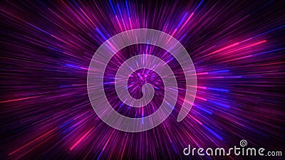 Abstract background in blue, red and purple neon glow colors. Speed of light in galaxy. Explosion in universe. Cosmic background Stock Photo