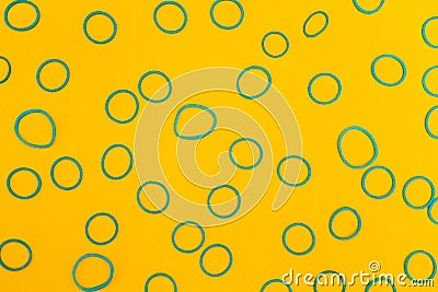 Abstract background of the blue rings on a yellow background Stock Photo