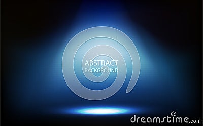 Abstract background, blue spotlight in room, grid wall with digital technology vector illustration Vector Illustration