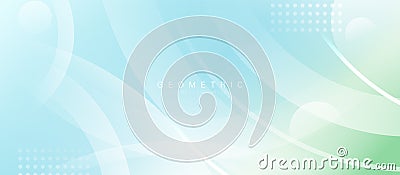 Abstract background with blue and white circle geometric lines. Modern minimal trendy lines pattern horizontal. Vector Vector Illustration