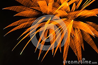 Abstract Background: Blurred Orange Fireworks Stock Photo