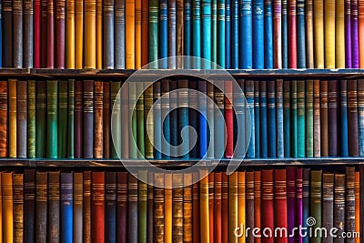 abstract background with bookshelves, Beautiful colorful books Stock Photo