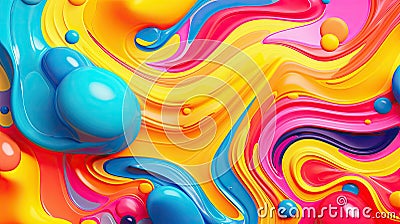 Abstract background with bright colors and fluid shapes Dynamic composition with glowing lines Stock Photo