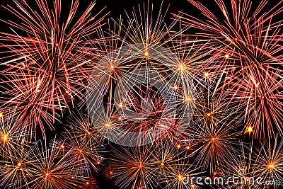 Abstract background, bright explosions fireworks black background Stock Photo