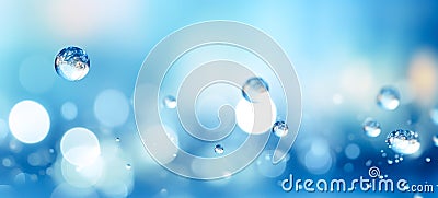 Abstract background bubbles in blue water floating bubble bokeh Stock Photo