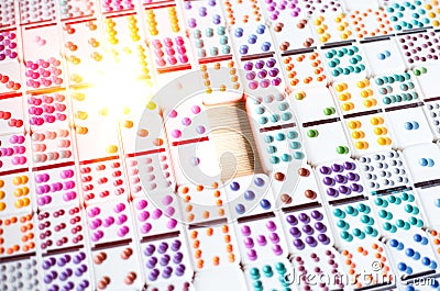 Abstract background of business space concept with dominoes to zooming,Blank space planning of business Stock Photo