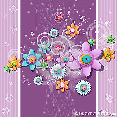 Abstract background of the buttons in the shape of flowers. Vector Illustration