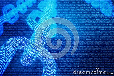 Abstract background with chain concept. Medical Blockchain. DNA Base Pairs Blockchain. Adenine, thymine, cytosine and Stock Photo