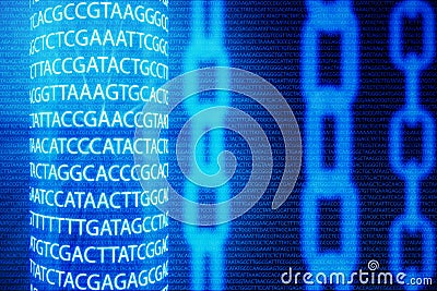 Abstract background with chain concept. Medical Blockchain. DNA Base Pairs Blockchain. Adenine, thymine, cytosine and Stock Photo