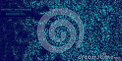 Abstract background chaotic size blue pixels. Rectangle mosaic gradient color with noise design. Vector Illustration Vector Illustration