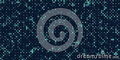 Abstract background chaotic size blue pixels and rhombus. Rectangle mosaic gradient color with noise design. Vector Illustration. Vector Illustration