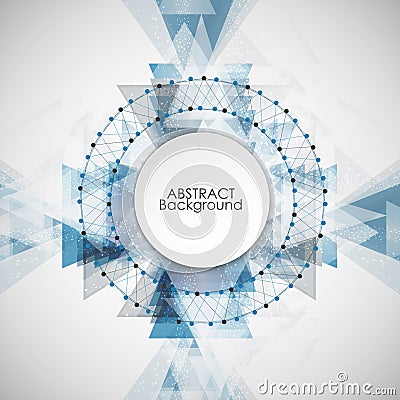 Abstract background with circle molecule structure and triangle. Vector Illustration